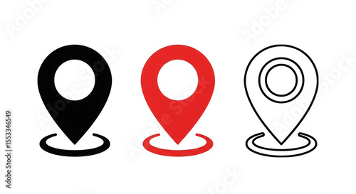 Red Location Pin Icon Variations