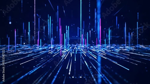 Futuristic Cityscape Made from Digital Data Points