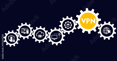 VPN icon and vpn logo set isolated on white. VPN line icon collection