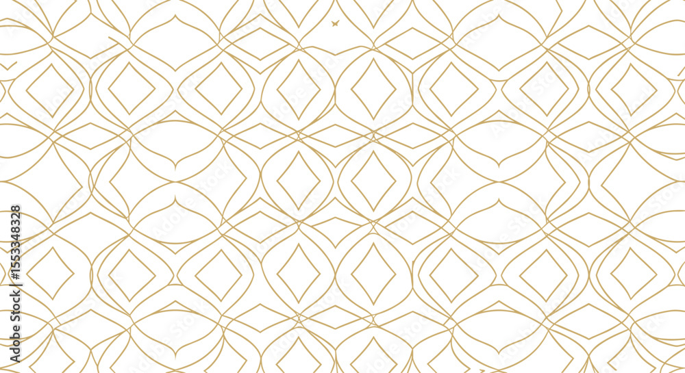 Fototapeta premium Elegant seamless pattern with golden abstract diamond shapes on white background. Vector pattern. 