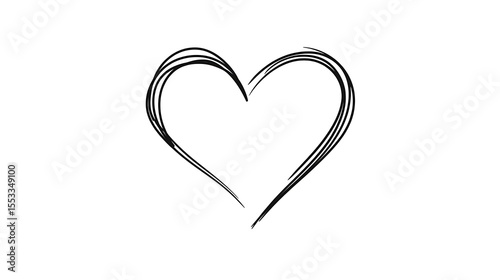 Elegant Heart Outline Drawing with Artistic Brush Strokes