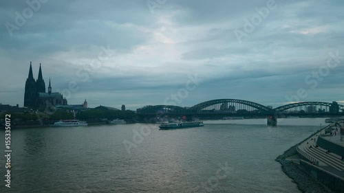 Wallpaper Mural Cityscape with dramatic cloudscape at dusk in Cologne, Germany. Torontodigital.ca