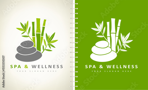 Spa and wellness logo vector. Bamboo and stones for spa design