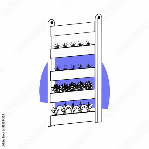 Raised herb wall planter with vertical design and colorful background  