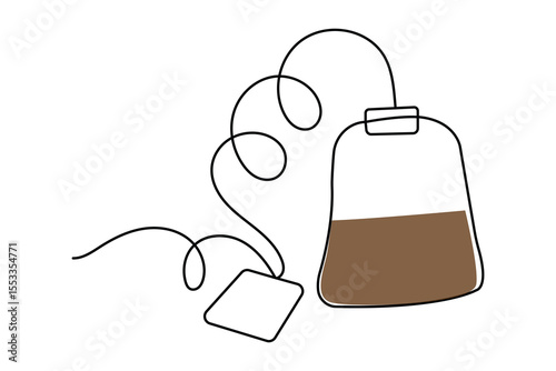 Tea bag icon in continuous one line drawing minimalist style isolated on white background
