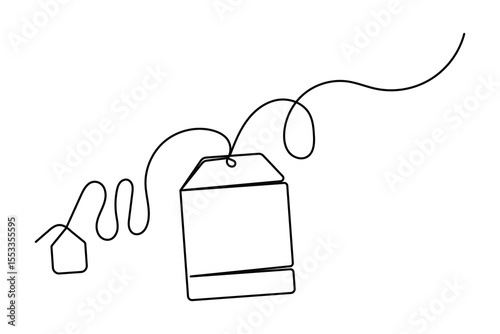 Tea bag icon in continuous one line drawing minimalist style isolated on white background