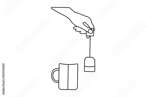 Tea bag icon in continuous one line drawing minimalist style isolated on white background