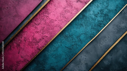 A visually captivating arrangement of textured panels in vibrant colors intersected by elegant gold accents, reflecting modern artistic expression and contemporary design trends.