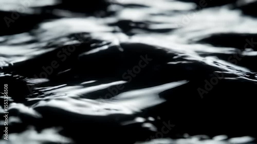 Close-up Abstract Dark Liquid Ripples with Reflective Surface Waves