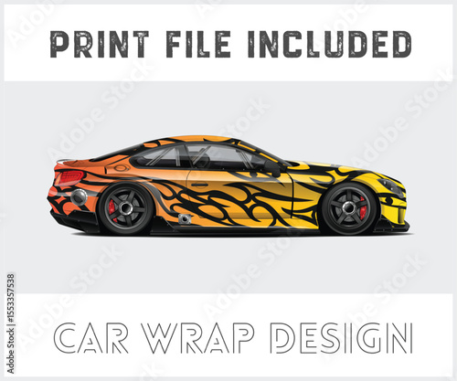 Print File Included Racing Car Wrap Design Side