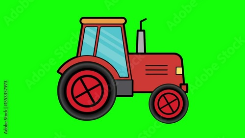 Moving Tractor animation Green screen 