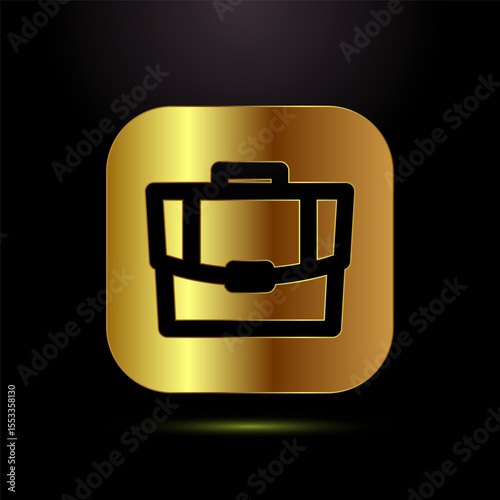 Briefcase icon design illustration, bag icon for apps and websites in gold color style