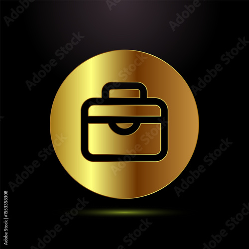 Briefcase icon design illustration, bag icon for apps and websites in gold color style