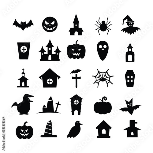 happy halloween doodle elements vector set on white background