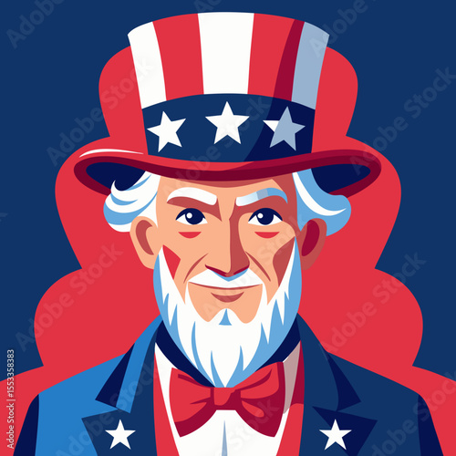 Uncle sam portrait in classic american patriotic style