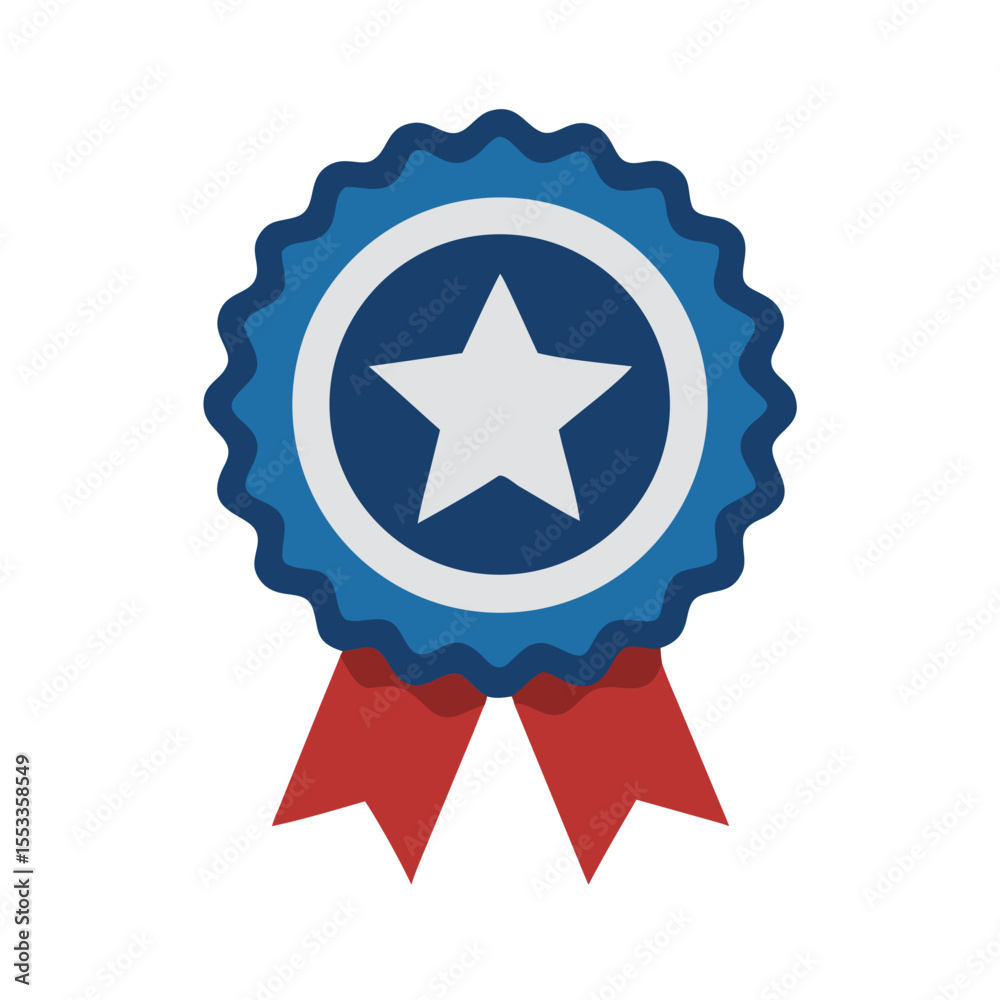 American patriotic award ribbon with a white star on a blue background American patriotic award ribbon with a white star on a blue background