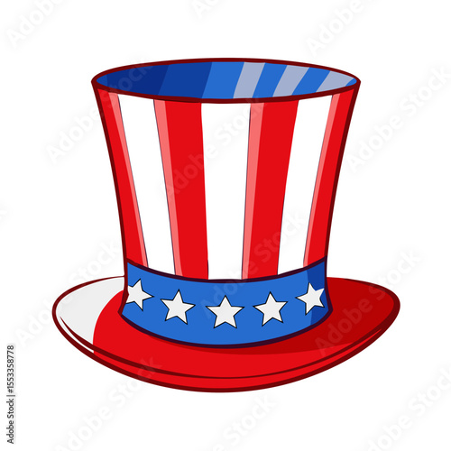 Iconic uncle sam top hat with stars and stripes design for patriotic celebrations