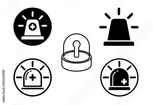 Emergency siren icon, Ambulance emergency siren sign black on white background