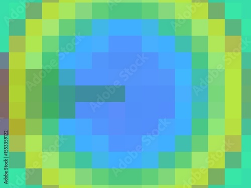 Abstract background with light green, green, blue, yellow and navy blue pixel pattern.Geometric style.Mosaic template for design.