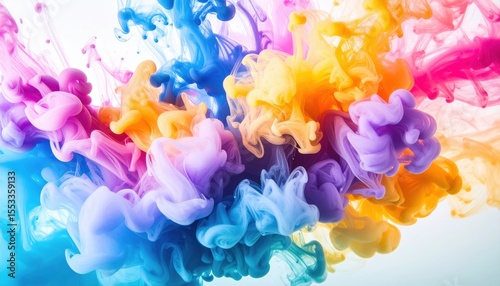 Abstract Colorful Ink Paint Explosion