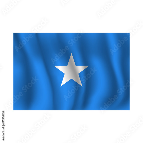 Flag of Somalia wavy flutters in wind, with folds 3d