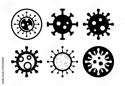 Virus, bacteria icons set design. Microbe bacteria sign black on white background