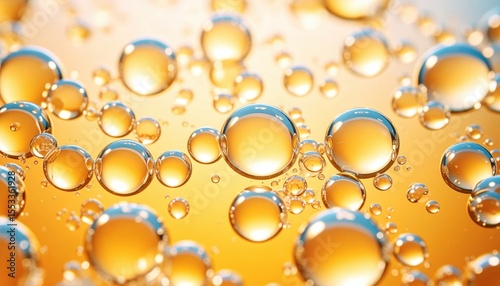 Abstract Macro Photography Of Golden Bubbles