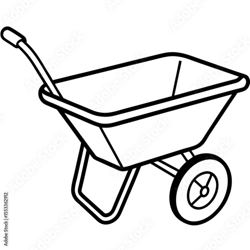 Garden Wheelbarrow Outline Vector