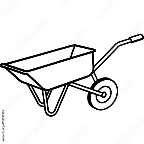 Garden Wheelbarrow Outline Vector