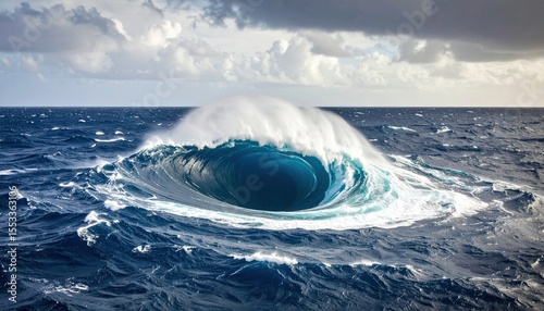 Powerful Ocean Wave Vortex