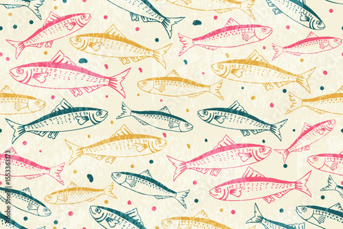 sardine seamless pattern or fish background