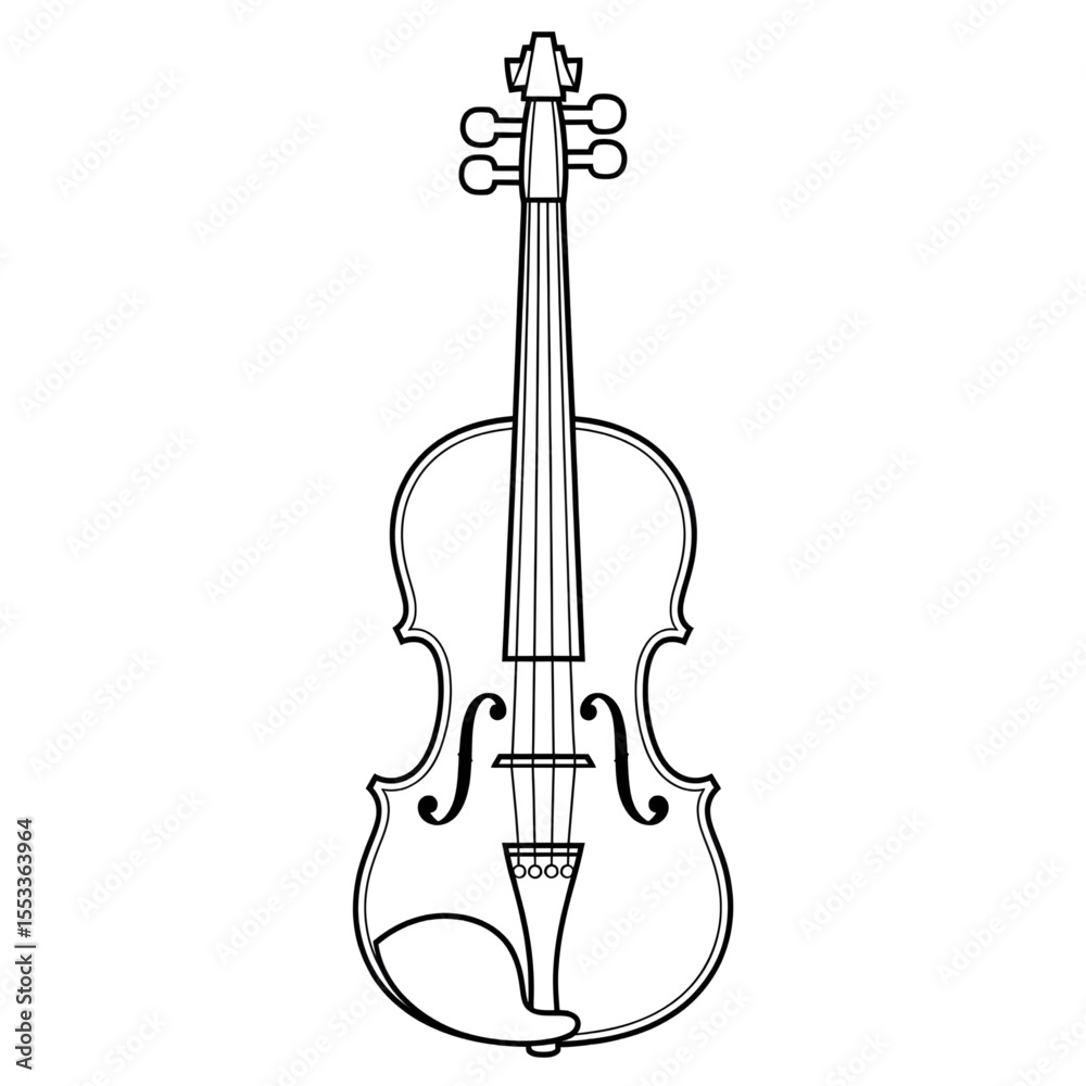 Fototapeta premium violin isolated on white coloring page 