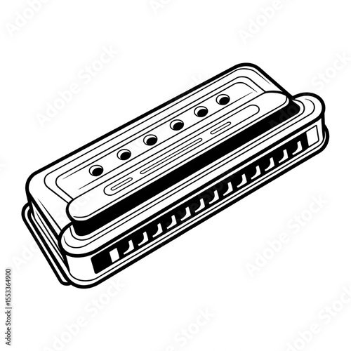 Harmonica illustration vector style coloring page
