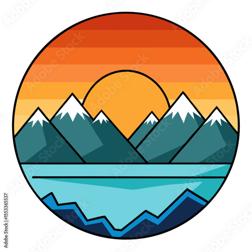 Sunset Over Mountains art vector