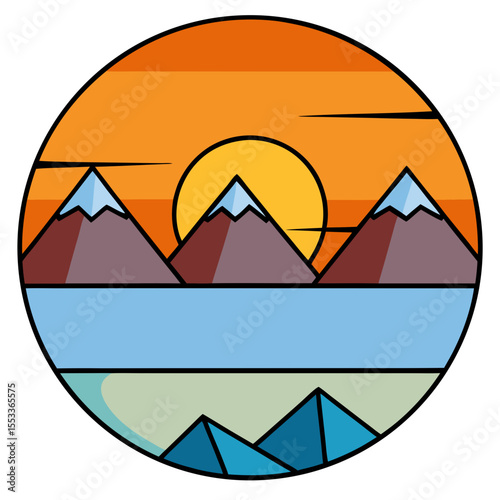 Sunset Over Mountains art vector
