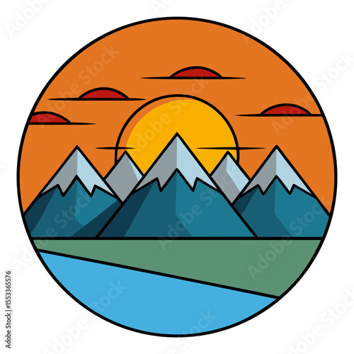 Sunset Over Mountains art vector