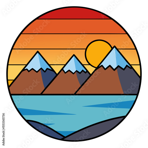 Sunset Over Mountains art vector