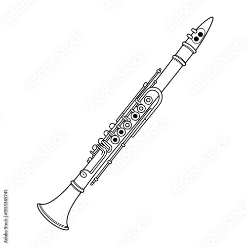 Clarinet illustration vector style coloring page white background