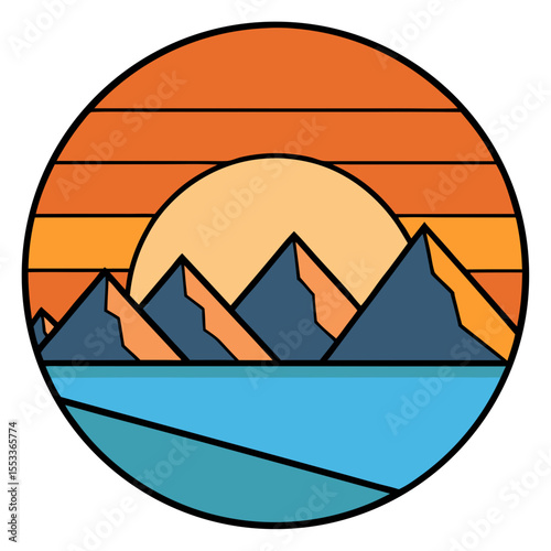 Sunset Over Mountains art vector