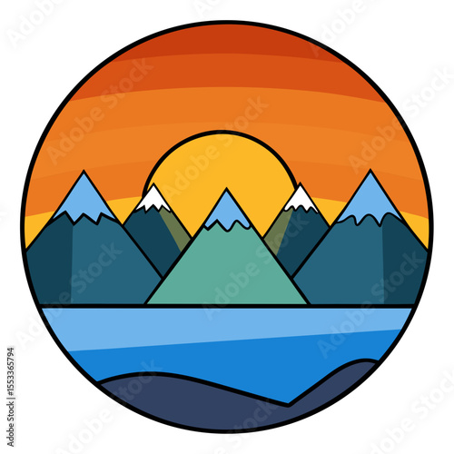 Sunset Over Mountains art vector