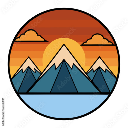 Sunset Over Mountains art vector