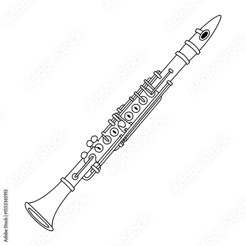 Clarinet illustration vector style coloring page white background 