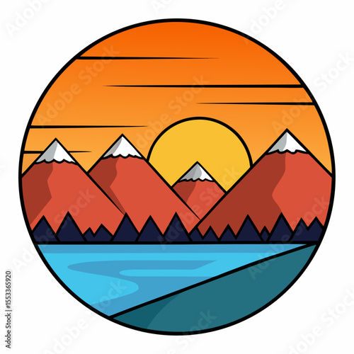 Sunset Over Mountains art vector