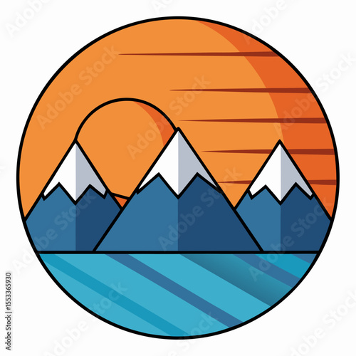 Sunset Over Mountains art vector