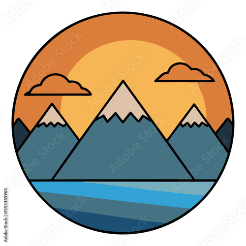 Sunset Over Mountains art vector