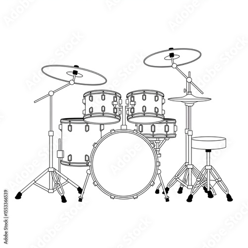 drums musical instruments coloring page line art
