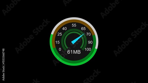 Simple speed meter icon colorful 4k illustration. Risk concept on speedometer black background 4k illustration.