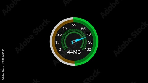Simple speed meter icon colorful 4k illustration. Risk concept on speedometer black background 4k illustration.