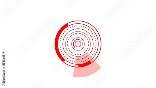 Abstract modern radar red color4k illustration. Black background UHD 4k illustration.