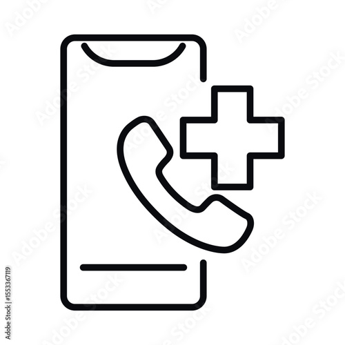 Ambulance call phone line vector icon